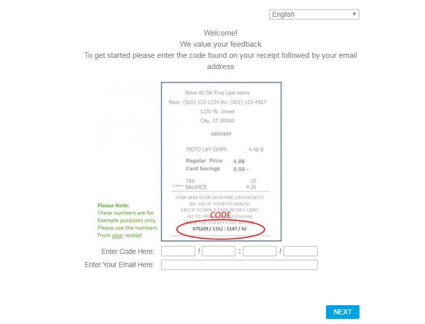 input the receipt printed code along with your email id